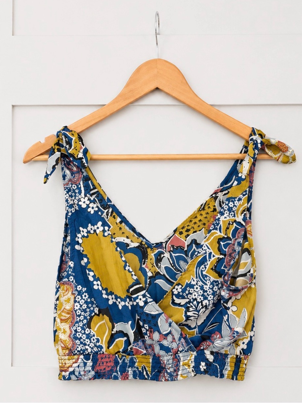Free People Tie-Shoulder V-Neck Cropped Tank Top